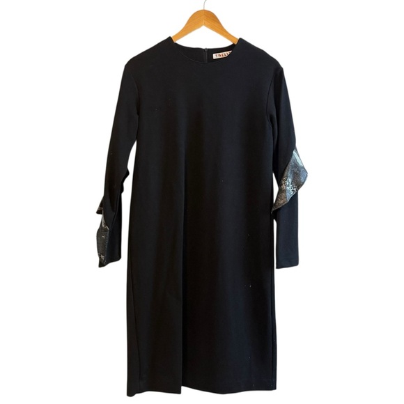 TWELVE Teen Girls Black Long Sleeve Midi Dress Snakeskin Ruffle Detail Size 18 - Picture 1 of 7